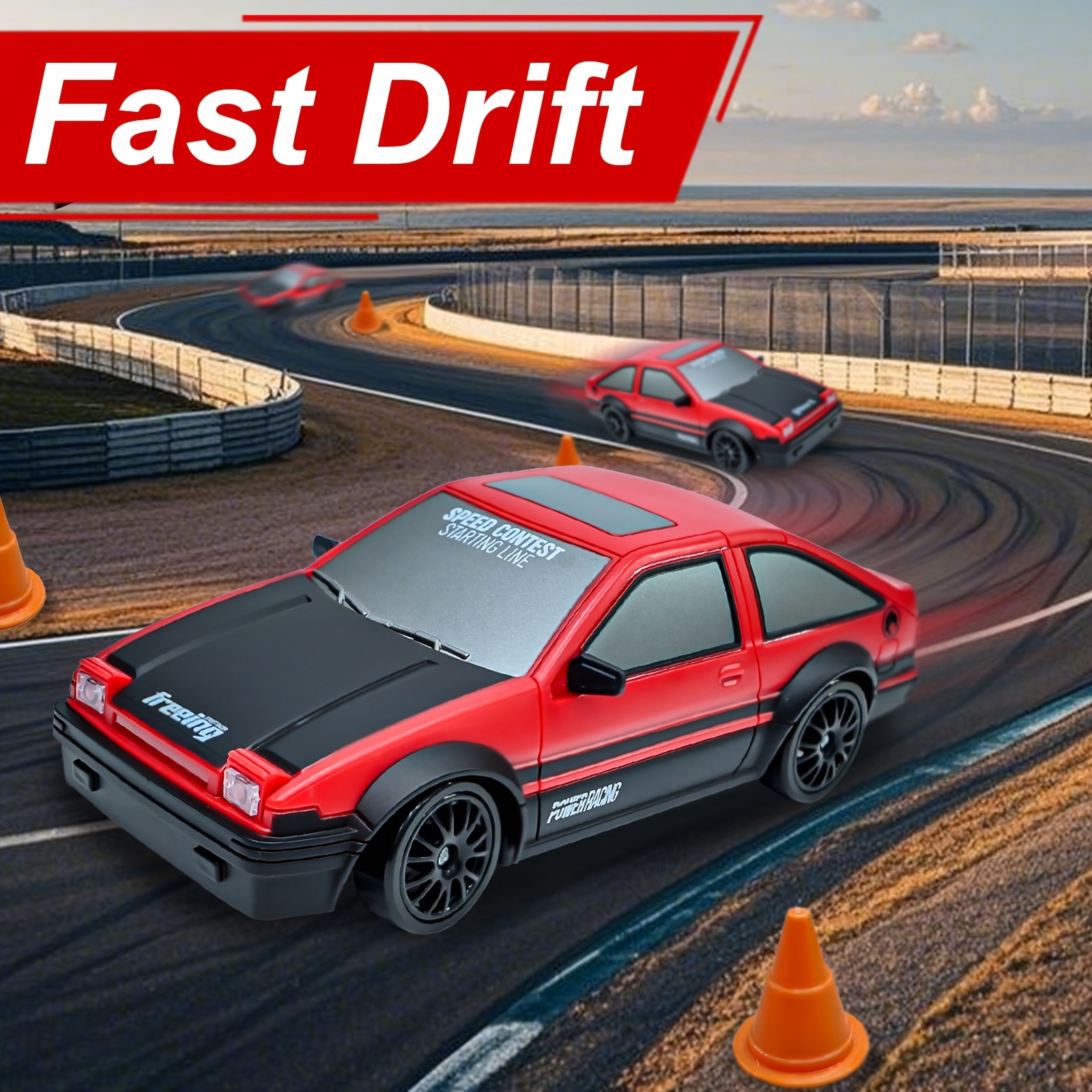 Free shipping Remote 2.4GHz 1:24 scale 4WD high-speed model with LED lights drift tires, mini fast remote control toy car for adults, boys, girls and 