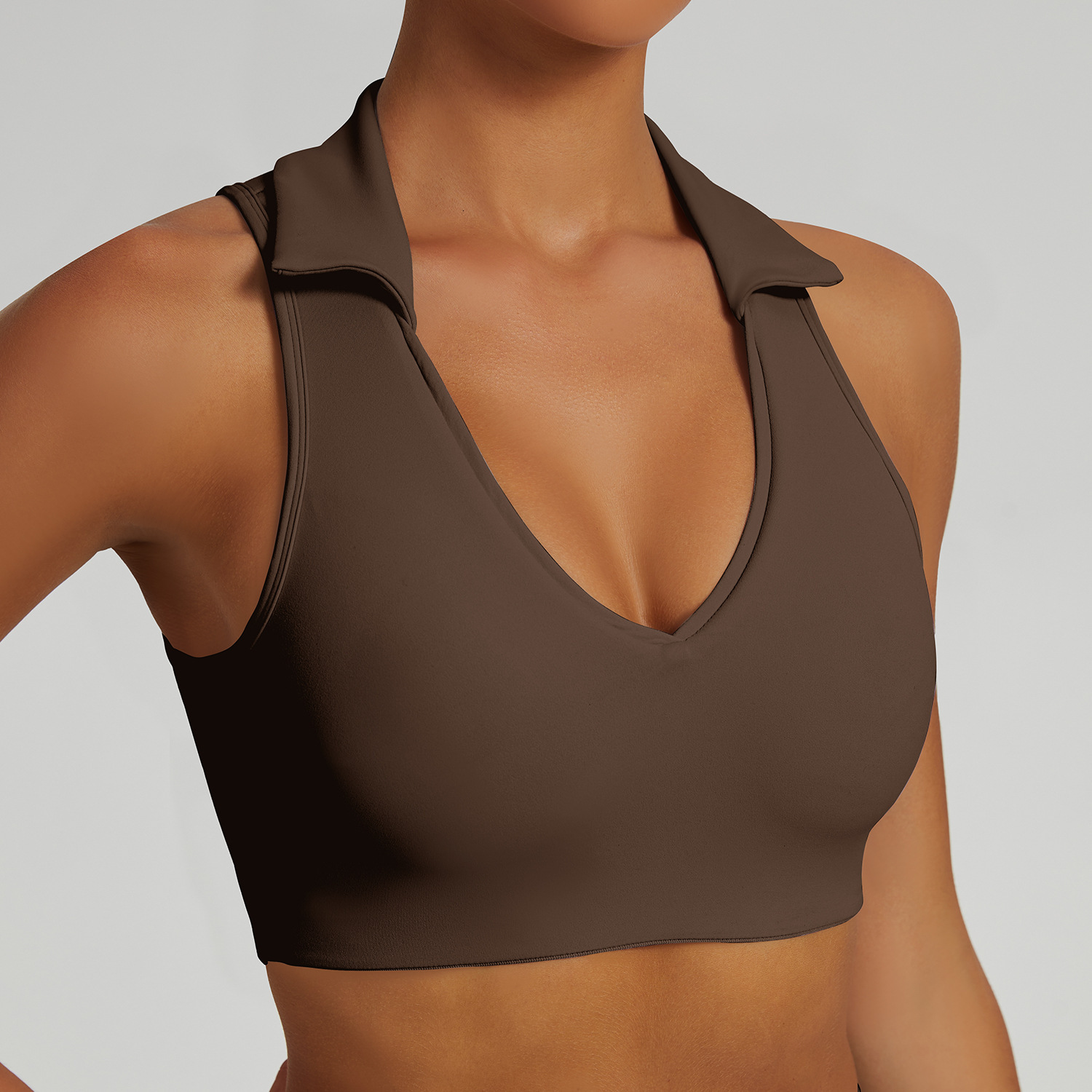 Tight POLO collar vest women's beautiful back running tennis fitness suit top sports shirt