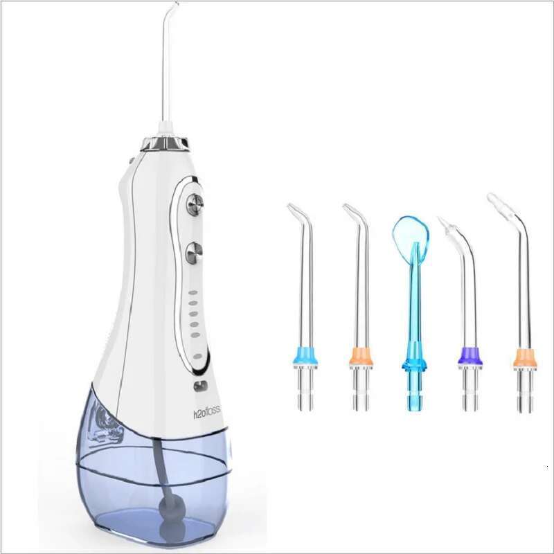 H2ofloss hf-6 dental cordless oral 5 nozzle tips irrigator portable electric water flosser for teeth cleaning health