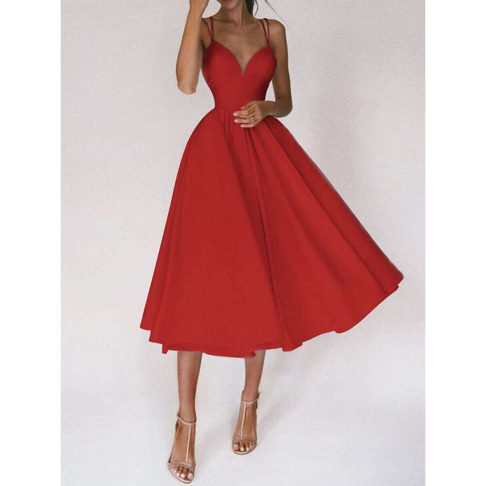 2025 Spring Summer European and American Women's Multi Color Strap Sexy Big Swing Dress New Casual Fashion Trendy Clothing