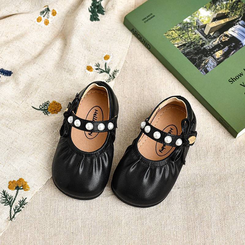 Ddmyshoesvip Spring Girls Soft Soled Baby Princess Pearl Little Leather Shoes Children S Single Shoes For Girls