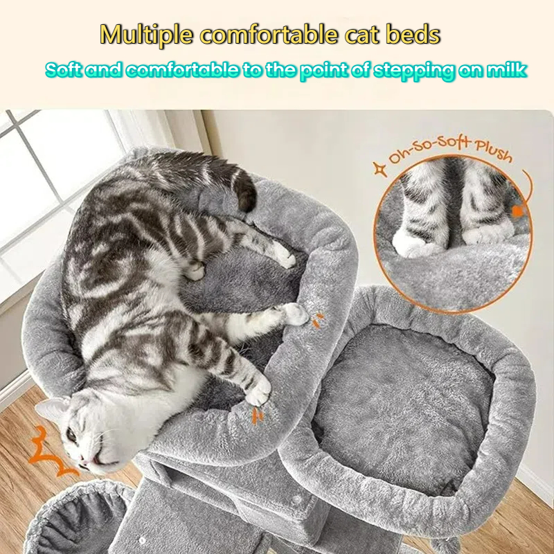 Large Cat Climbing Tree with Scratch Post Cat tree Cat tree tower- Height: 81.1 Inches