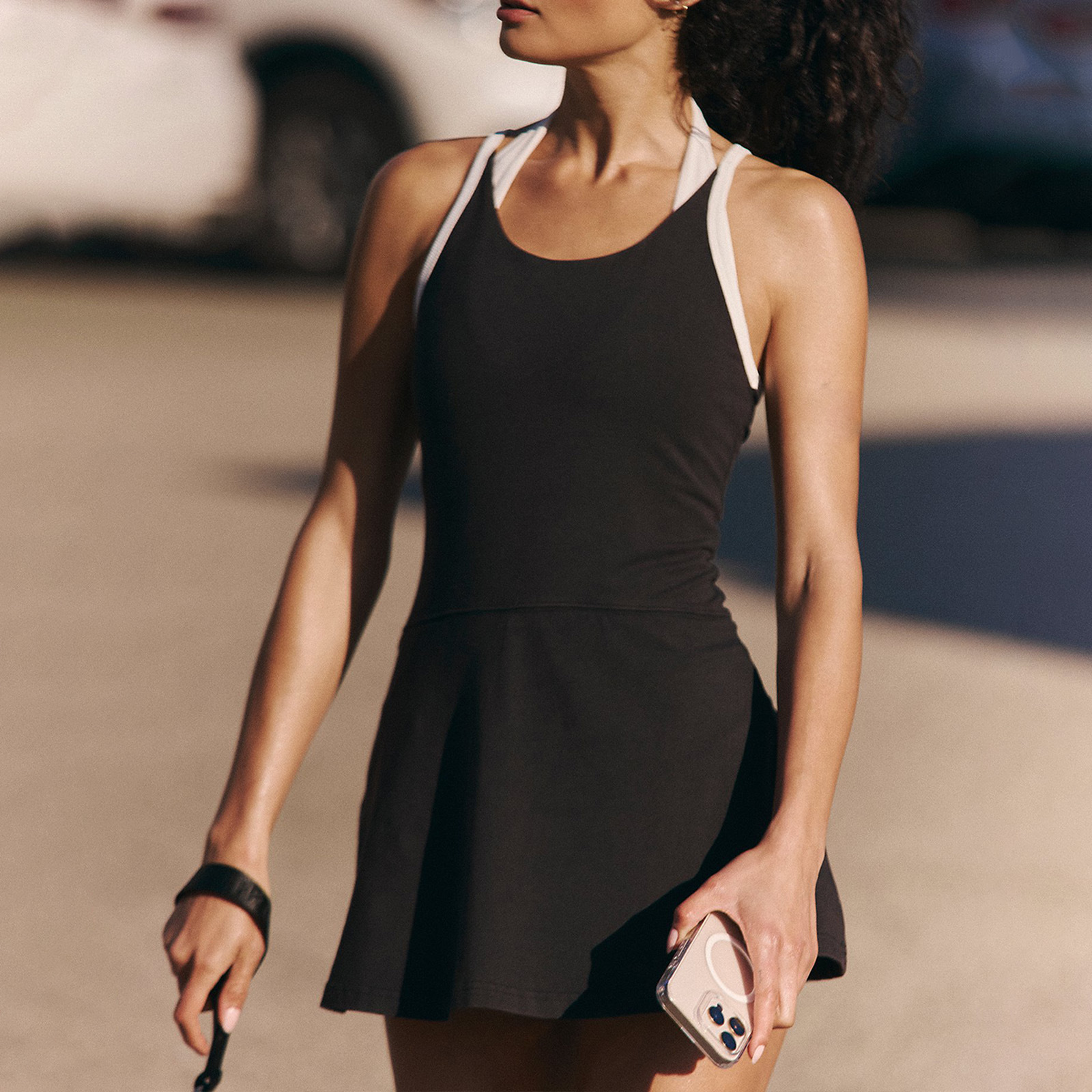 2025--U-Shaped Nude Color Sports Dress Tennis Skirts with Quick-Dry Patchwork Design Ladies' Casual Fitness Jumpsuit