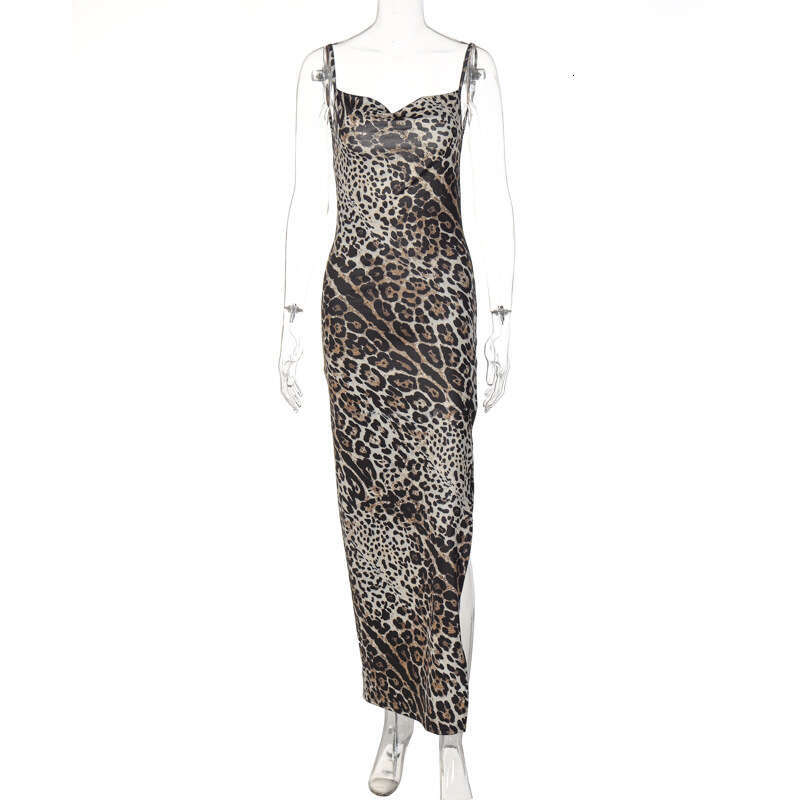 Halter Dress Wind Women S Summer New Fashionable Printed Sexy Backless Slit Suspender Dress Maxi Dress