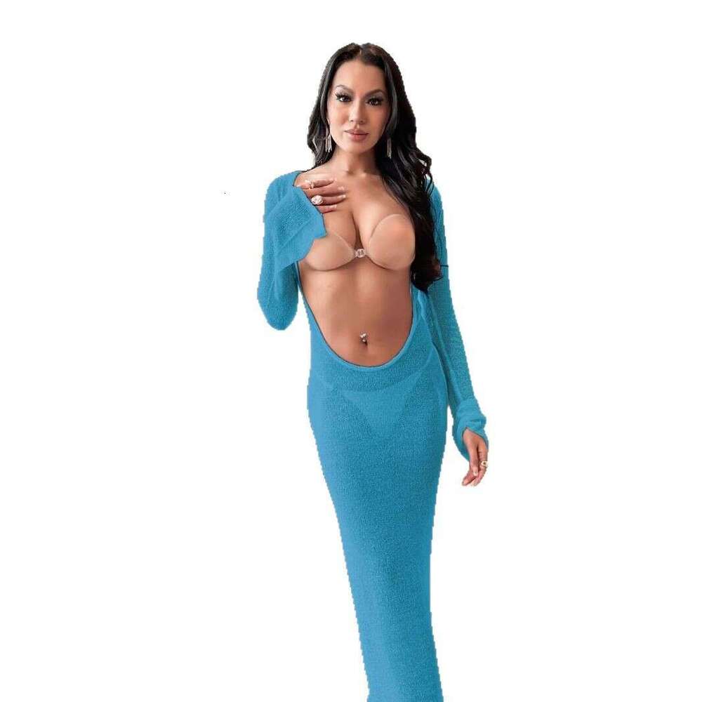 Halter Dress New Beach Sunscreen Hoodie Long Sleeve Sexy Backless Skirt Women S Summer Dress Maxi Dress
