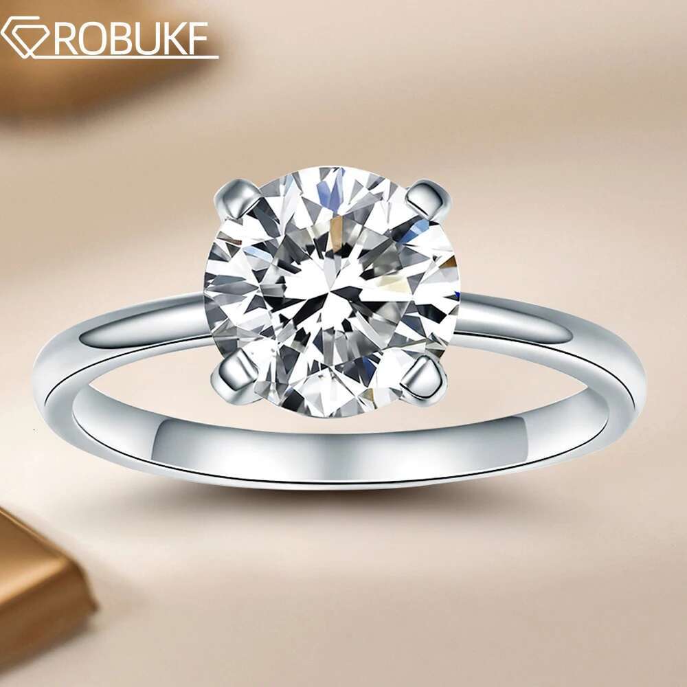 0.5-2Carat Moissanite Engagement Ring With GRA Certified Classic Lab Diamond Promise Band 925 Sterling Silver Jewelry for Women