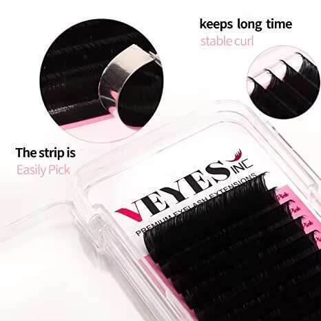 VEYES 0.03 0.05 0.07 8-25mm Cc Dd Curl Individual Mink Extension Private Label Cashmere Eyelash Extensions Lash Tray