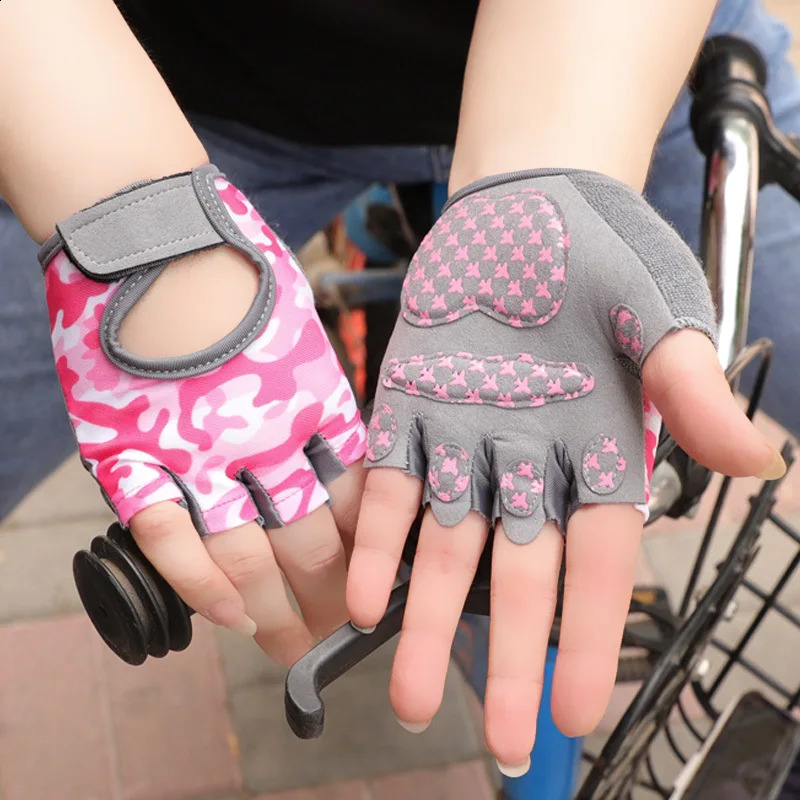 Childrens Gloves Half Finger Outdoor Sports Kids Cycling Boys Girls Protection Antislip Breathable Thin Spring Summer 250515