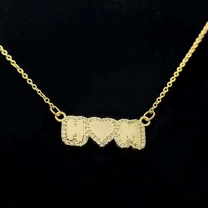 Autumn Cold Pure Sier Zircon Pendant 8mm Gold Mini Name Necklace