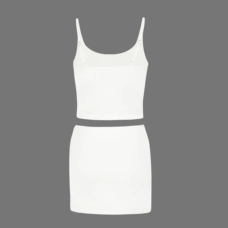 Womens Camisole Skirt Summer Fashion Drill 2 Piece Streetwear Sexy Backless ONeck Tank Mini Casual Slim Clothing 250520