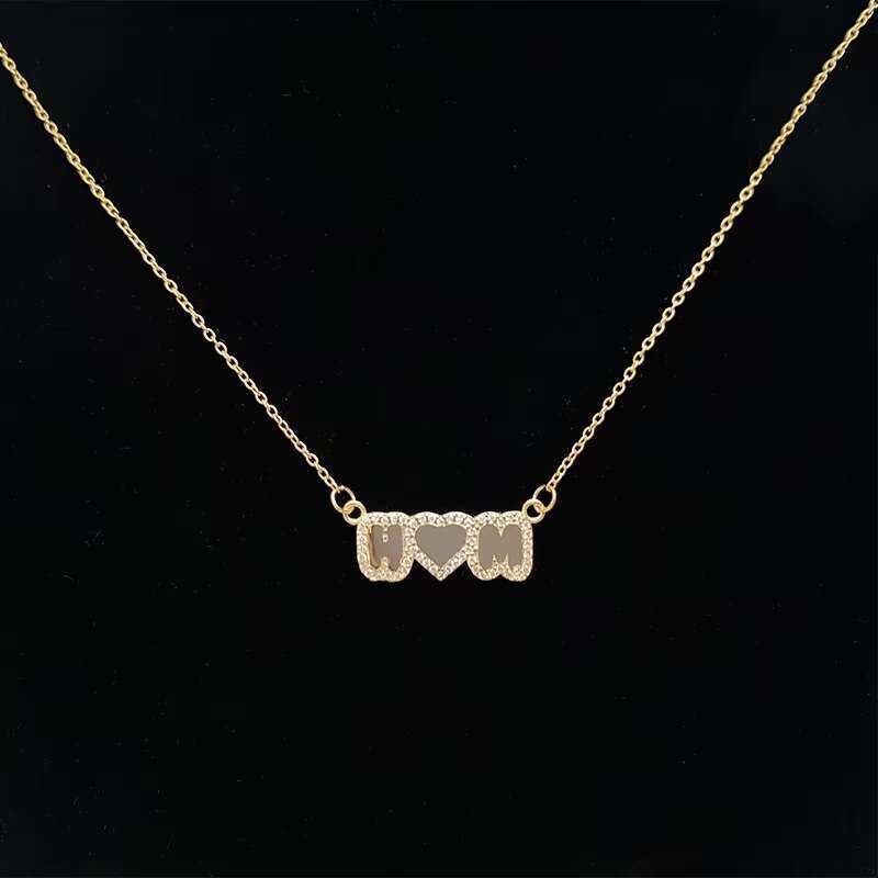 Autumn Cold Pure Sier Zircon Pendant 8mm Gold Mini Name Necklace