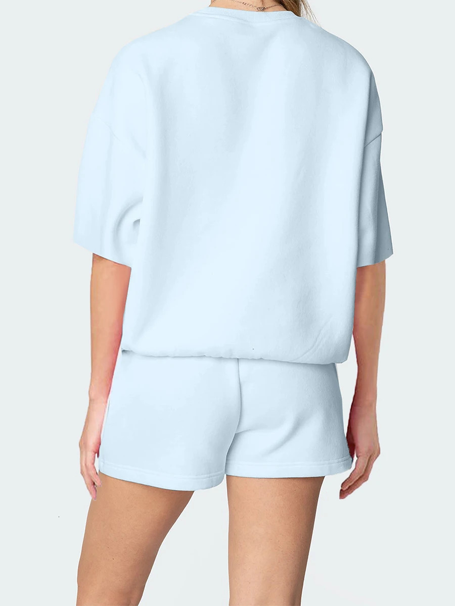 Casual Summer Outfits for Women Floral Print Round Neck T-Shirt with Elastic Waist Shorts - 2 Piece Set for a Stylish Look 250516