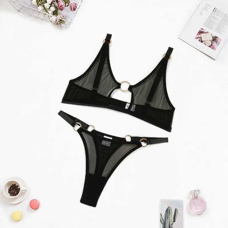 Piece Set Sexy Lingerie Outfit Mesh See-Through Intimate Sheer Lace Costume Fantasy Tulle Comfortable Underwear R250520