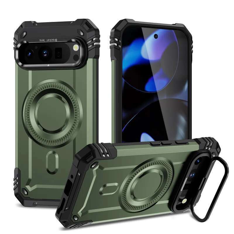 Armor Shockproof Matte Camera Stand Protection Phone Case for Google Pixel 9 Pro XL Military Magnetic Wireless Charge Hard Cover