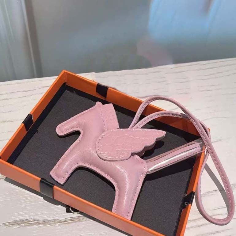 Bag Charm Women Hand sewn thread lambskin Key Rings Black White bag charms designer keychain