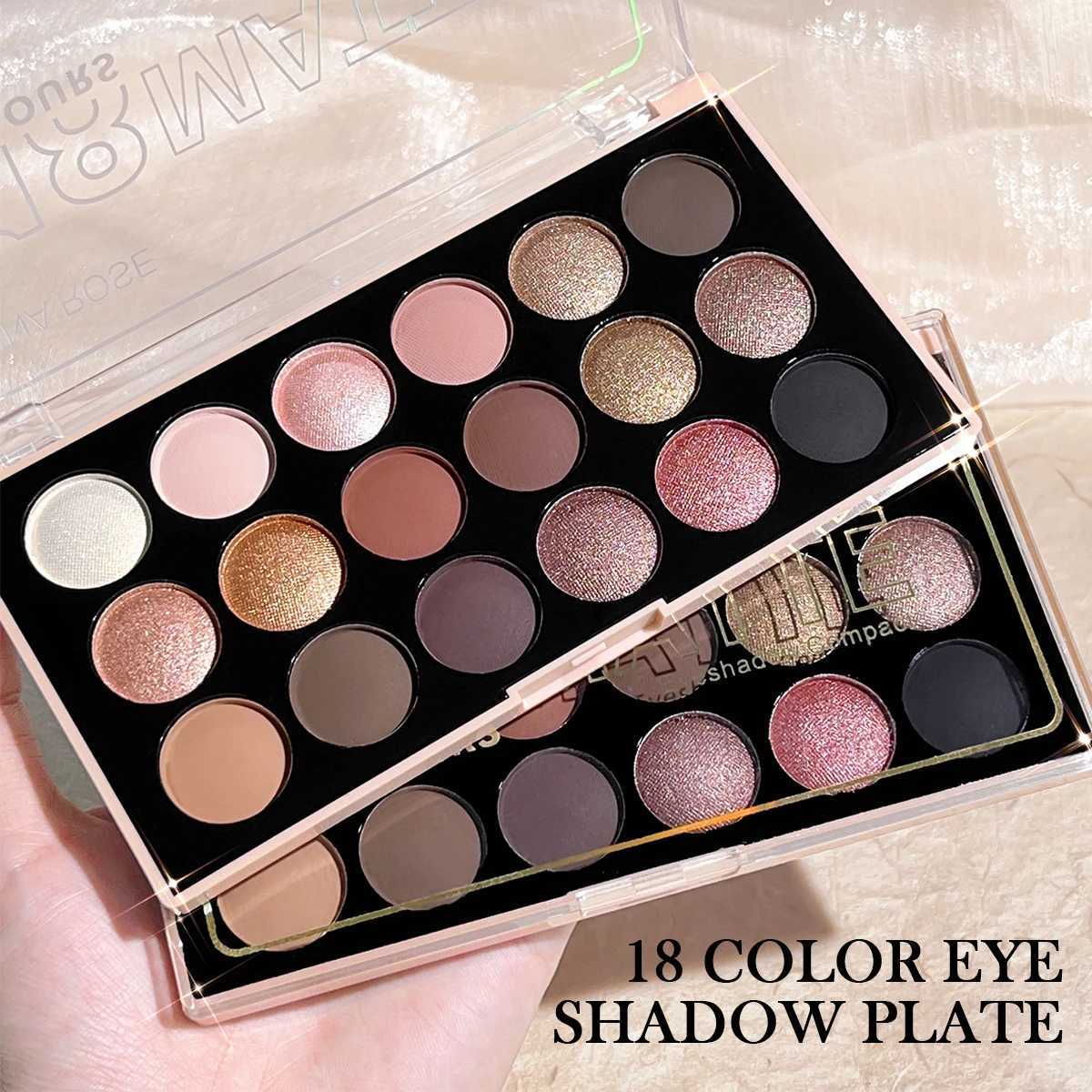 18-Color Eyeshadow Palette Pearlescent Matte Fine Shimmer Glitter Earth Tones Long-Lasting High-Performance W250520