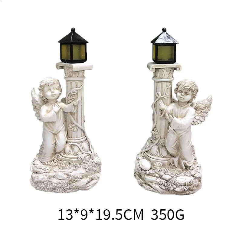 Solar Lamp European Roman Column Angel Sculpture Outdoor Garden Courtyard Home Decoration Resin Crafts Home Accessories 250519 - view 6