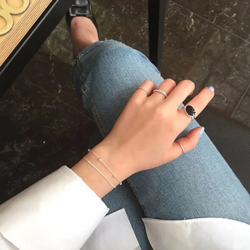 F.I.N.S 925 Sterling Silver Fashion Womens Bracelet Double Layer Beads Charm Bracelet For Women Girls Friendship Bracelets 250520