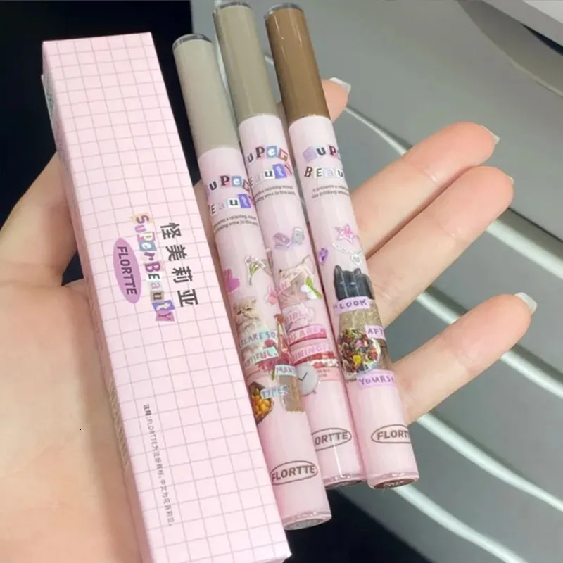 FLORTTE 4 Forks Liquid Eyebrow Pen Waterproof Natural Brows Enhancers Pencil Lower Eyelash Eyeliner Aegyo-sal Hair Line Definer 250515