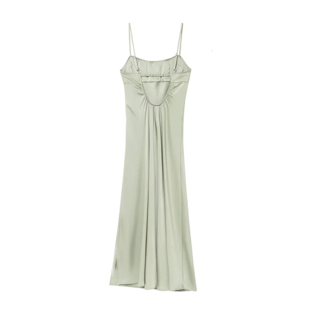 UNIZERA womens silk textured dress with backless decoration for spring and summer casual wear 250520