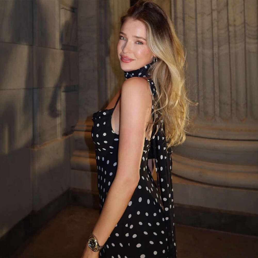Elegant sophisticated sleeveless polka dot scarf collar with ruffled edge suspender dress for women in Europe and America 2025 new casual fashion tren
