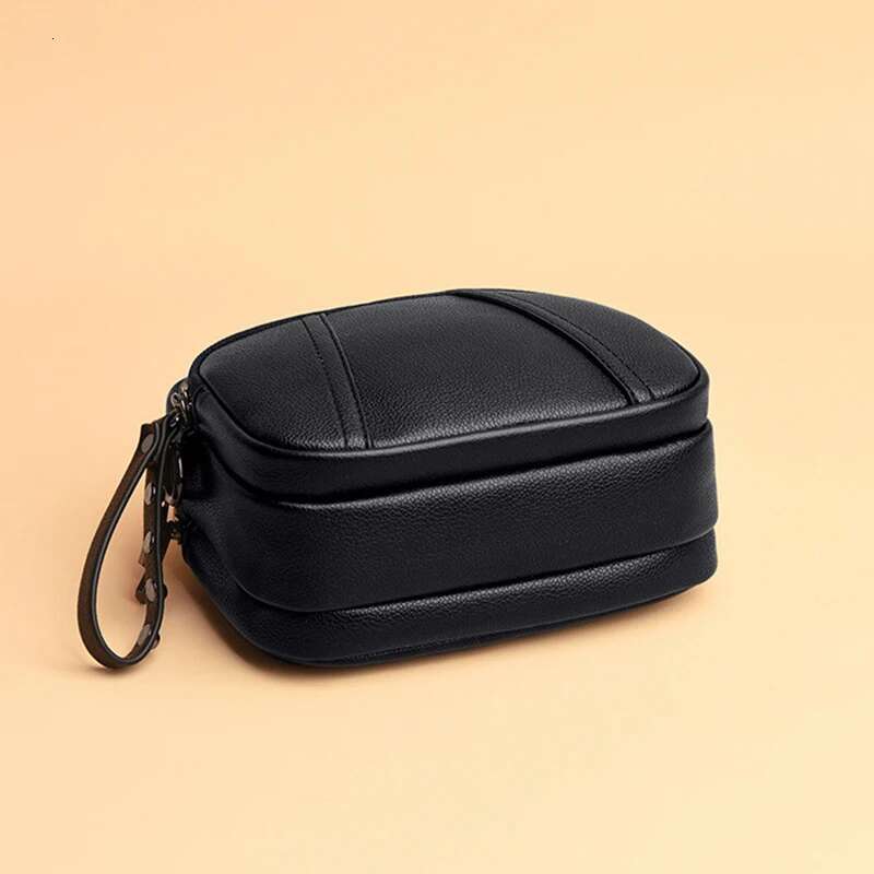 Solid Color Fashionable Rivet Zipper Women's Mobile Phone Simple Soft Leather Shoulder Crossbody Small Square Bag Handbag