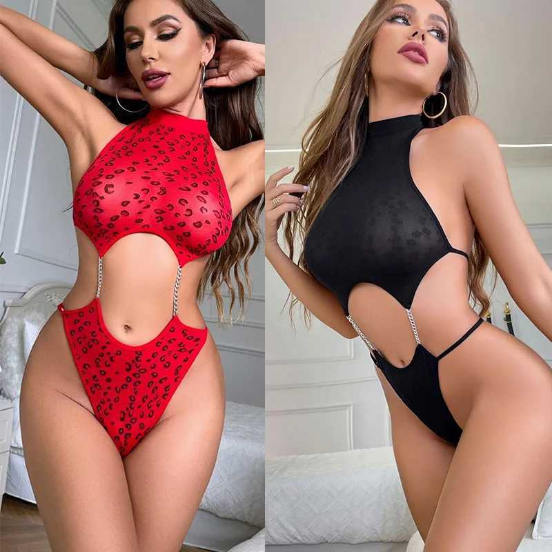 Bodysuit Leopard print tight binding passionate SM training jumpsuit sexy lingrie set womens sexi sissyfikation Sex shop R250520