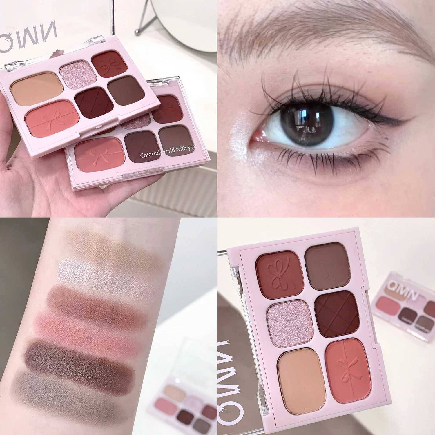 6 Color Matte Eyeshadow Palette Powder Brightening Eyes Highlighter Pink Facial Blusher Glitter Shimmer Eye Shadow Korean MakeupXJ250520