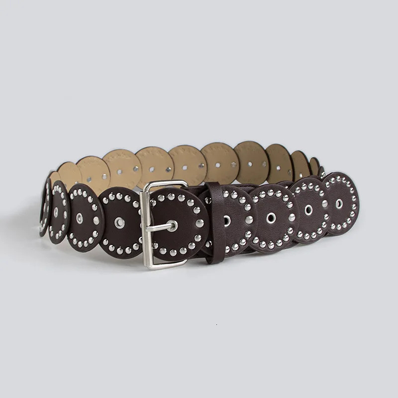 Personalized Round Rivet Stitching Waistband Fashionable Handsome Belt Heavy Round Cake Wide Womens Waistband 250519