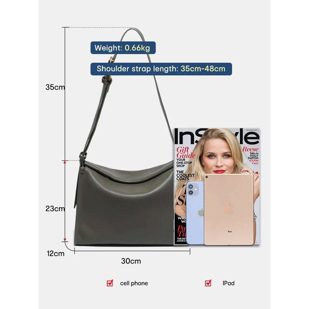 Zency Women's Messenger Soft Genuine Leather Crossbody Bag Satchel Large Capacity Pockets Designer Dark Green Handbag
