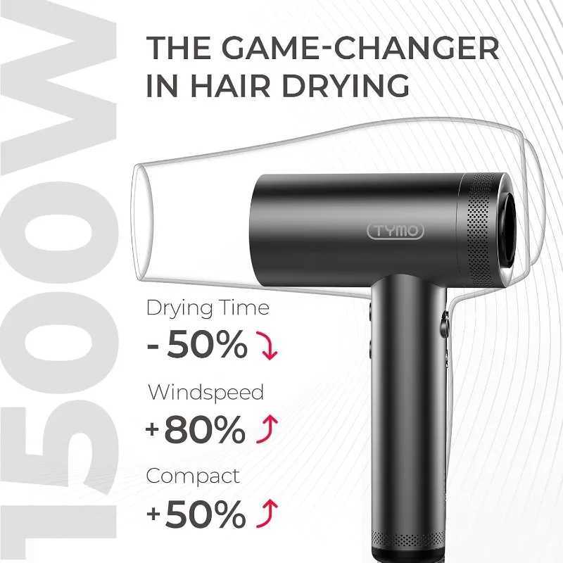 TYMO Hair Dryer for Women - 1500W Professional High Speed Ionic Blow Dryer Fast Drying with Brushless Motor 4 Temps 3 Speeds z250520