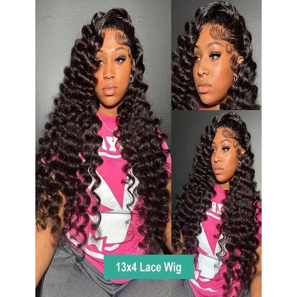 13x6 HD Deep Frontal Brazilian Curly 13x4 Human Hair Lace Front Wig Preplucked Loose Wave Wigs Women