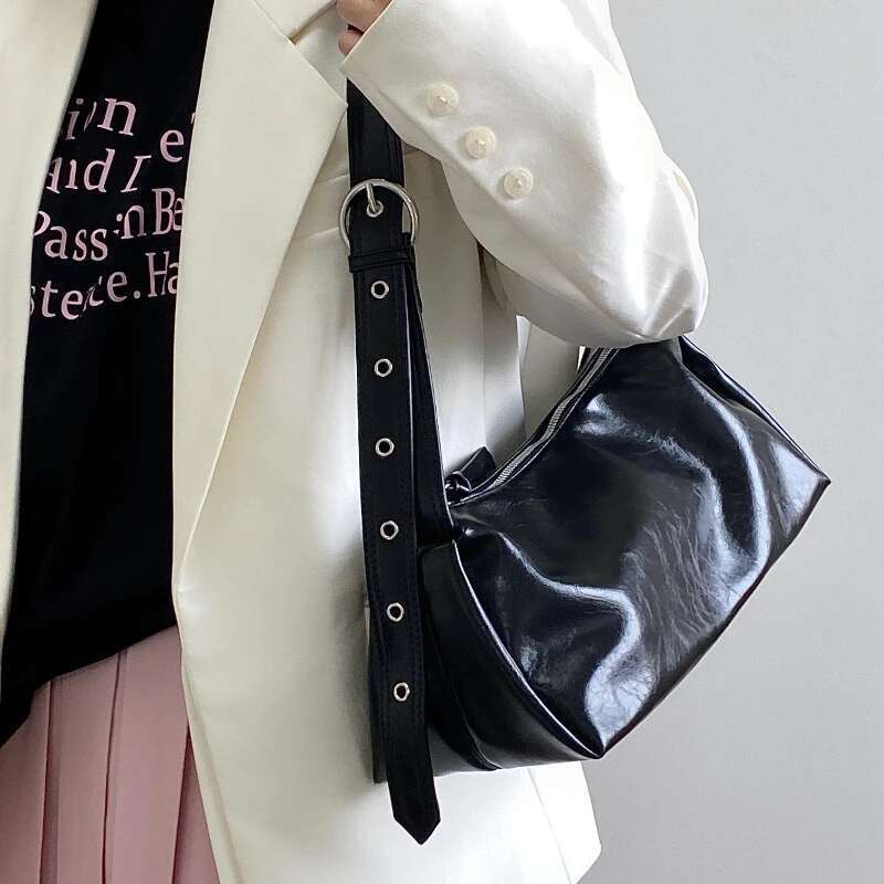 Solid Color PU Leather Women's Shoulder Bags Fashion Cool Girls Underarm Simple Crossbody Bag Casual Female Tote Handbags