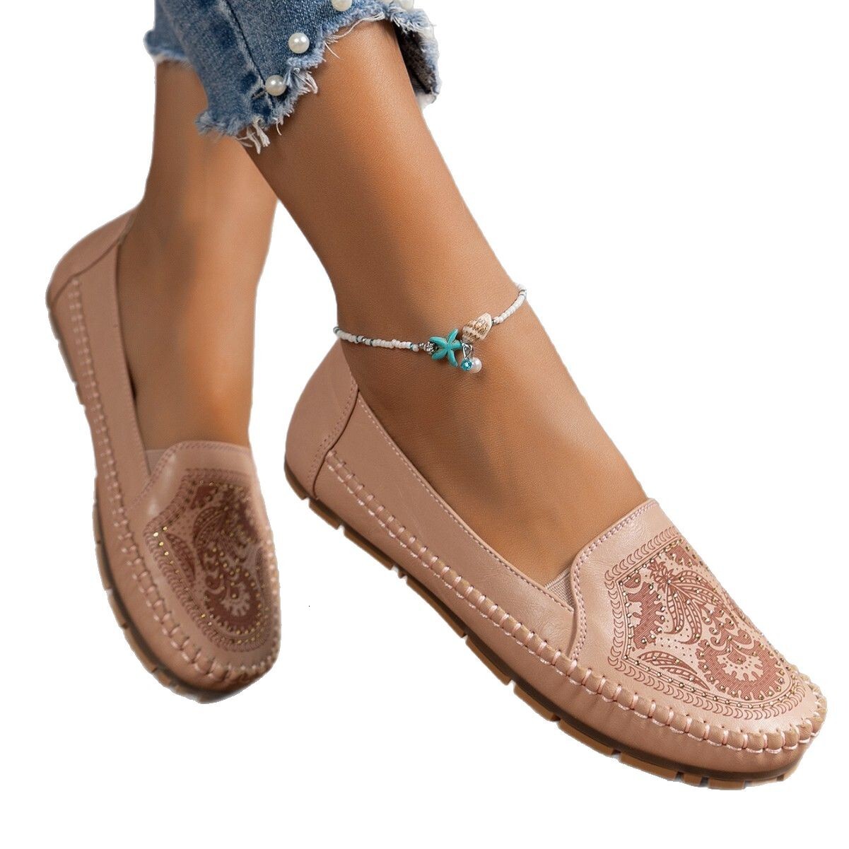 Plus Size Casual Shoes New Laser Stitched Women S Flat Bottomed Loafers Ddmysaturn