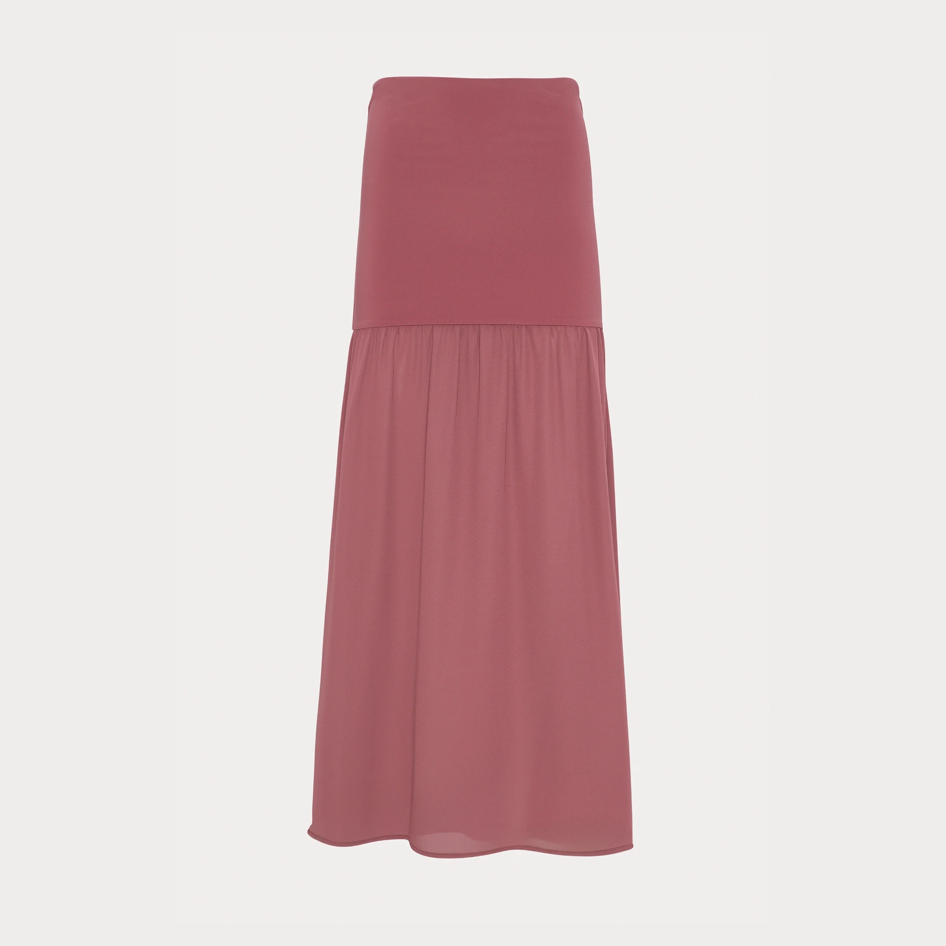 Women's Pink Stretchy Maxi Pleated Straight Skirt Long Fitted Ankle-length Casual Skirt