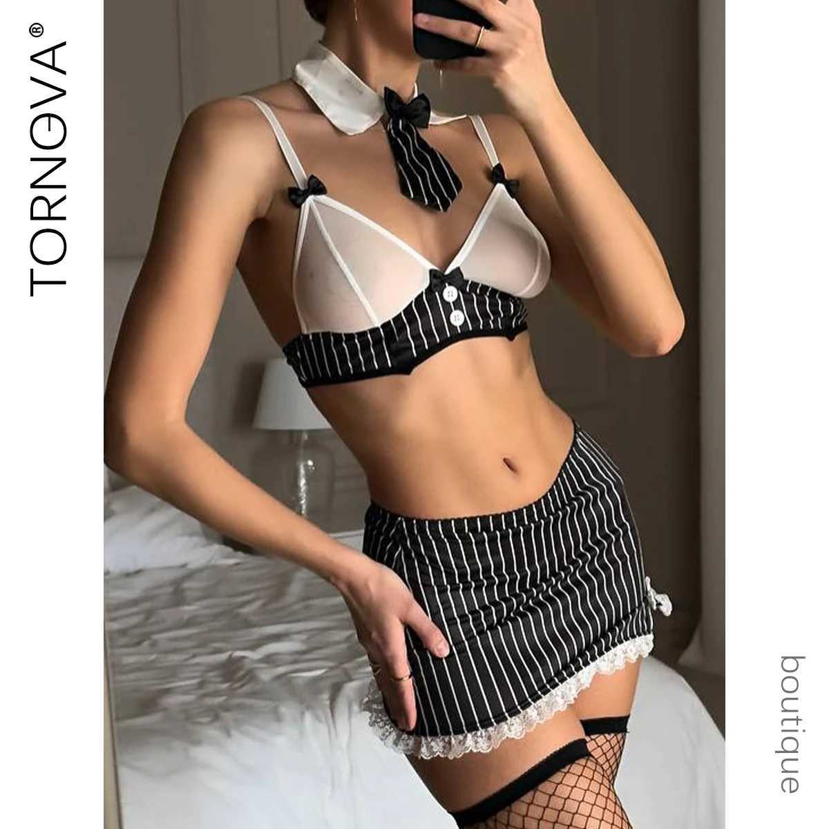 Sexy Costume Woman Striped Uniform Seductive Lingerie Set Sexy Lingerie Sexy Cosplay Set New R250520