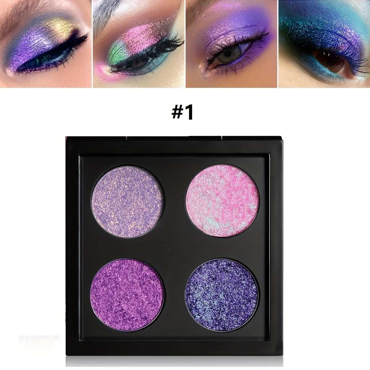Shimmering Chromatic Magic 4-Pan Chameleon Flash Eyeshadow Palette Optical Shift Diamond Sparkle Versatile Makeup W250520