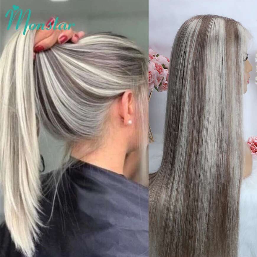 Ash Highlight 13x6 Hd Lace Frontal Straight Vieamese Raw Wig 613 Blonde Colored Human Hair Wigs For Women