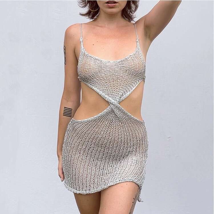 Halter Dress Collarless Fashion Women S Sexy Camisole Skirt Hollowed Out Knitted Dress Short Solid Color Buttocks Wrapped Beach Skirt For Women Maxi D