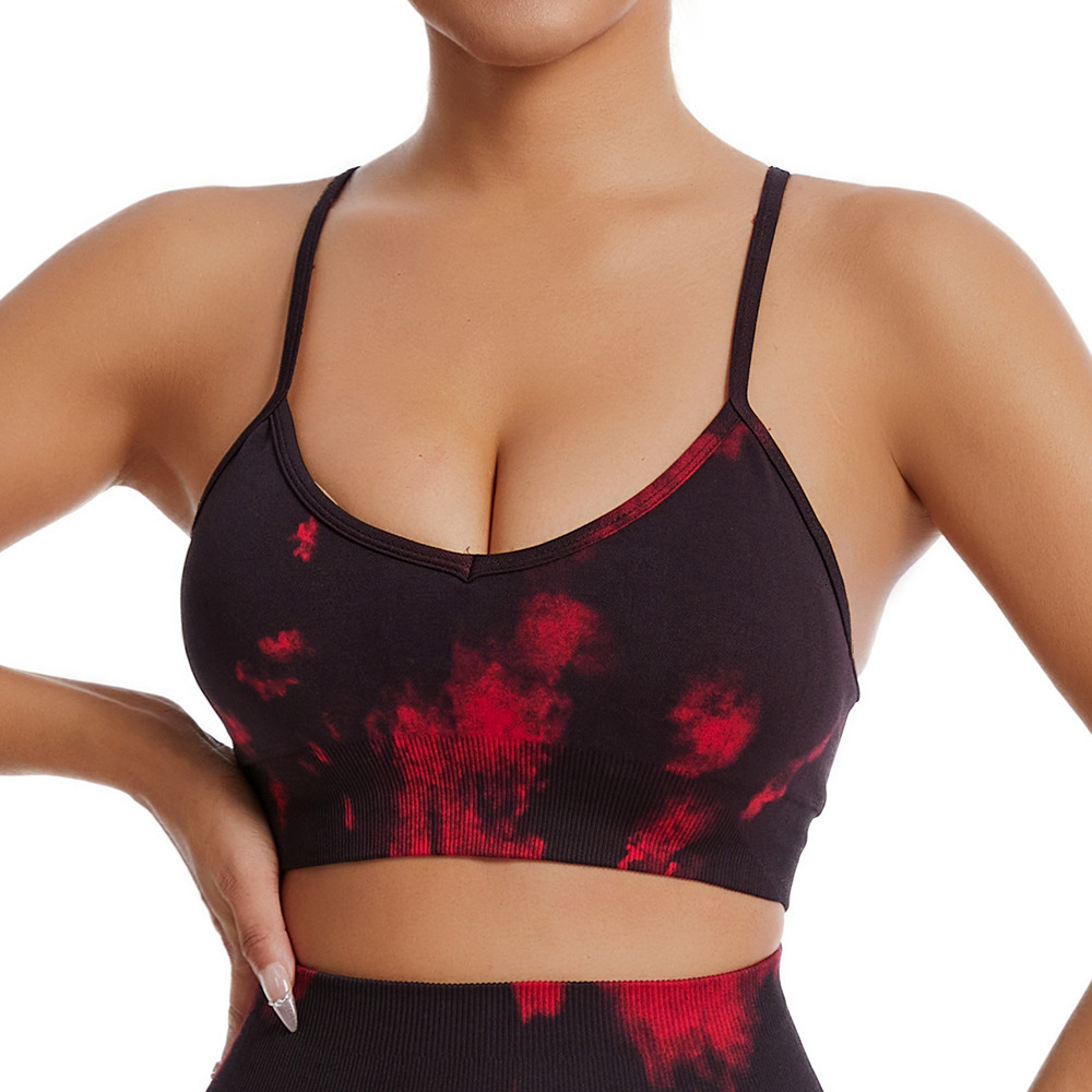 New leopard print yoga vest sexy back fitness strap shock-absorbing high-strength sports bra for women