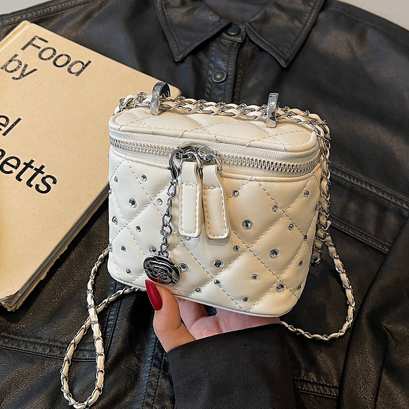 New Summer Exquisite Mini Women's Multi functional Chain Slant Body Super Popular Square Bag Korean Style Fashion Diamond Grid Box bag Single Sho