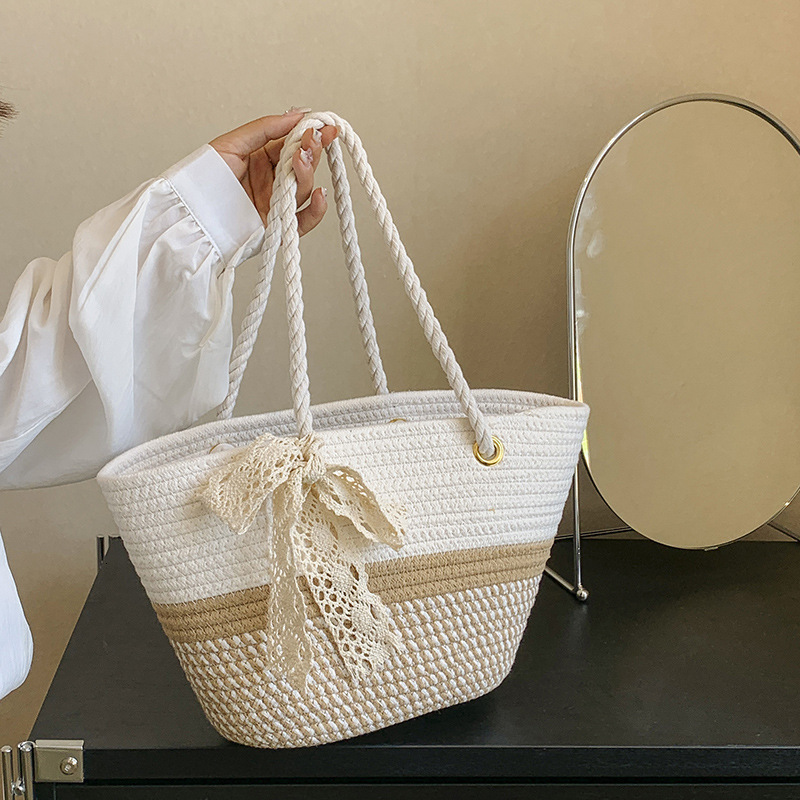 Free Delivery Designer Bag Weaving Large Capacity Fashionable Scarves Hands For Summer 2025 Gentle And Elegant Single Shoulder Underarm Stylish Tote 8