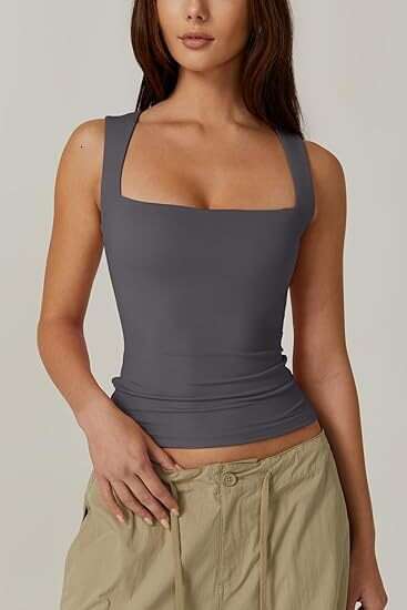 Shirt Women Designer T -shirt Shirt Shirts for Women Designer Tops 2025 Summer New Womens Square Neck Sleeveless Double Layer Tank Top Basic Tight T-s