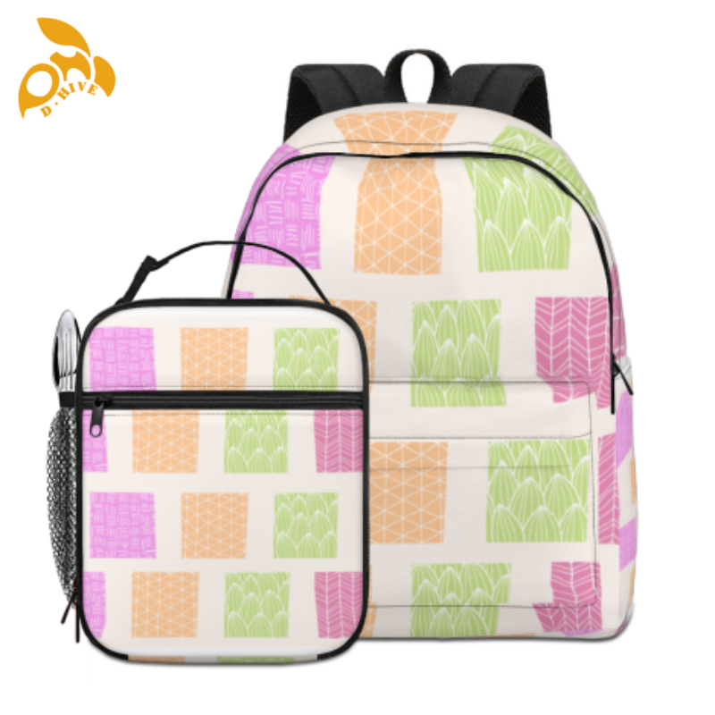Free delivery. fashion designers customize lightweight and high-quality full-print white and black schoolbags in beige.