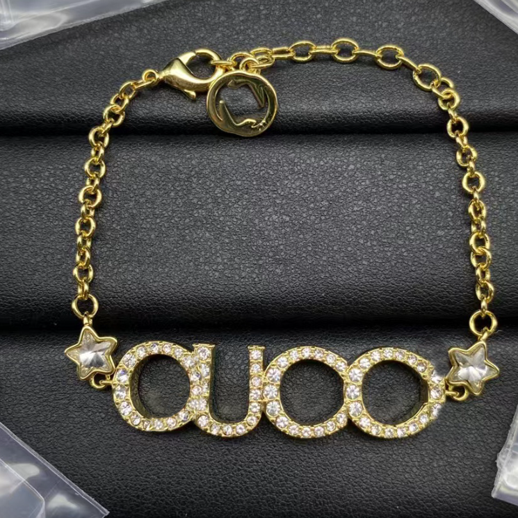 Fashion Jewlery Designer Brass Bracelets Woman Top Quality Accessories Luxury 18K Gold Plated Copper Crystal Valentine's Day Party Gift