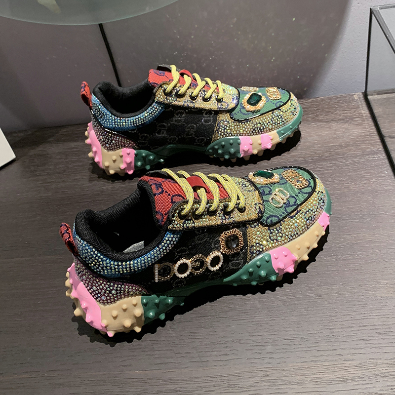 Designer Women's Sports Shoes Fashion Luxury Water Diamond Women's Shoes Bead Decoration Anti slip Outdoor Running Shoes Metal Decoration Wo