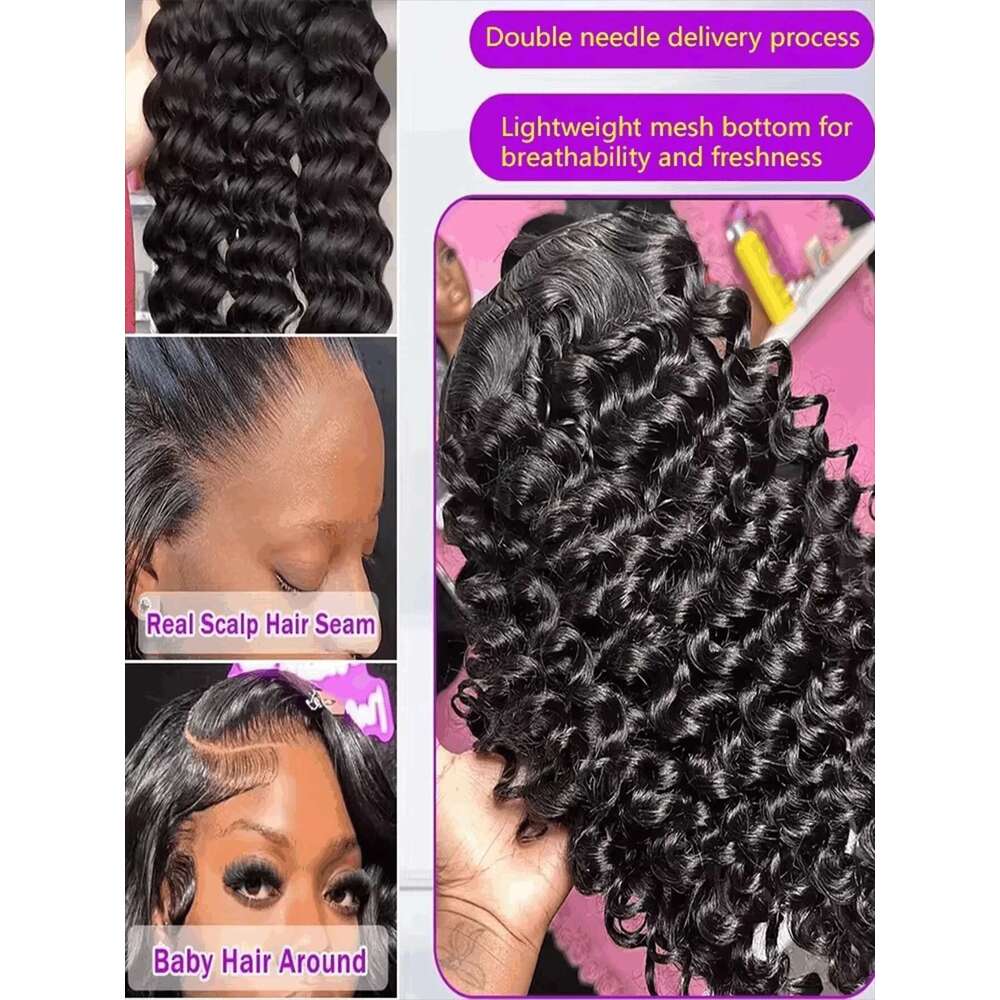 13x6 HD Deep Frontal Brazilian Curly 13x4 Human Hair Lace Front Wig Preplucked Loose Wave Wigs Women