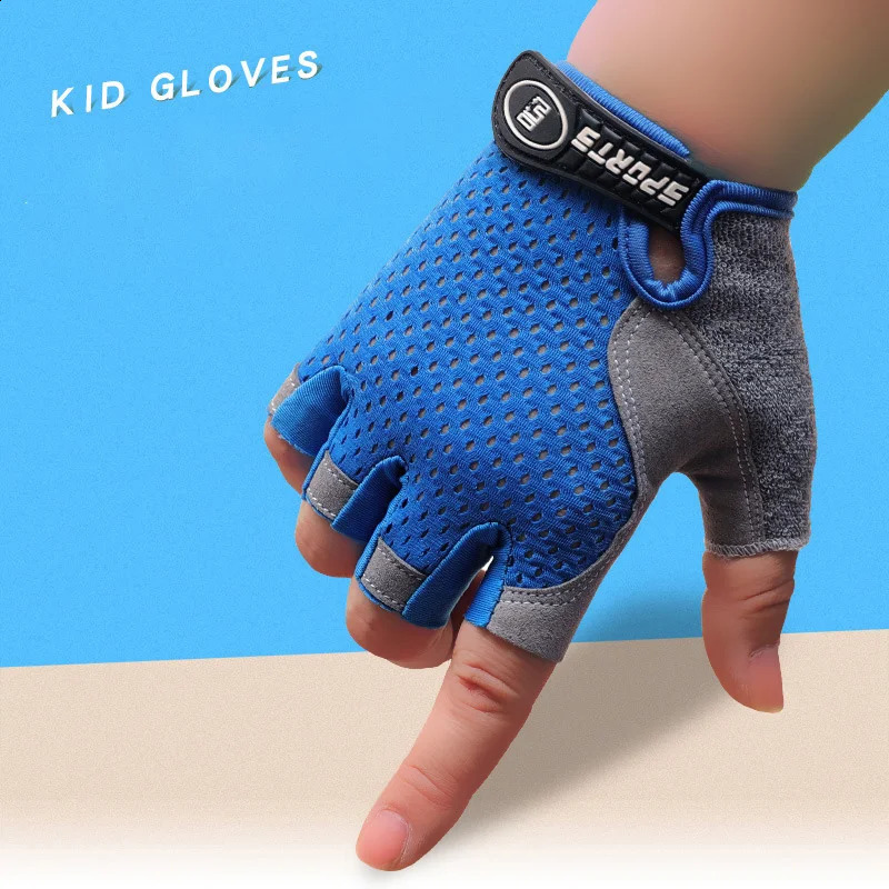 Childrens Gloves Half Finger Outdoor Sports Kids Cycling Boys Girls Protection Antislip Breathable Thin Spring Summer 250515