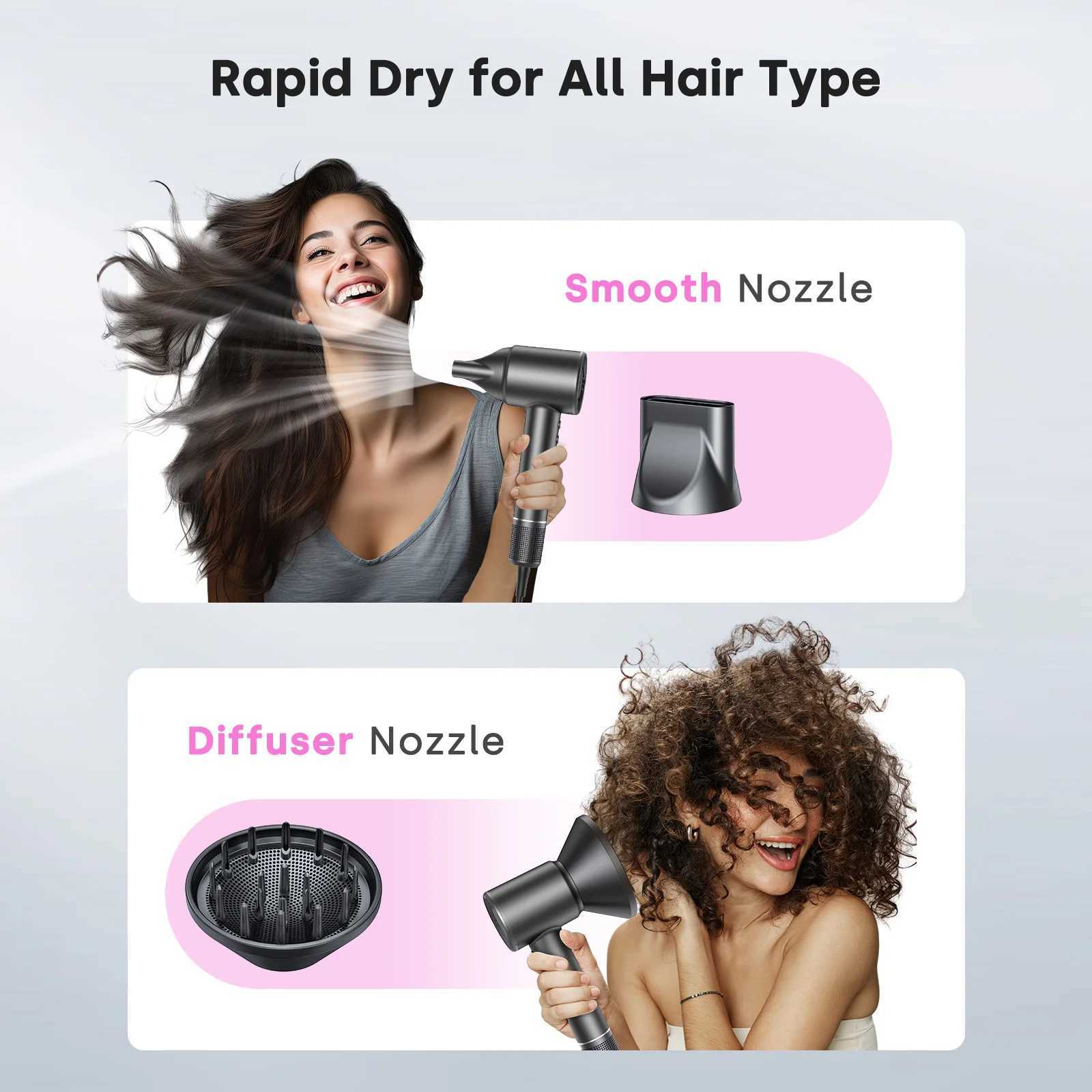High Speed Hair Dryer with Diffuser 120000rpm Wind Speed 40m/s 3X Faster Dry Negative Ions Hairdryer For Home Travell Hotel z250520