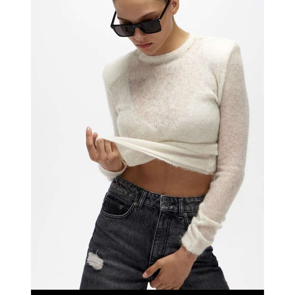 Autumn and Winter Short Hollow Knitted Sweater Women's Solid Color Long Sleeve Top 2025 New Casual Versatile Fashion Clothing